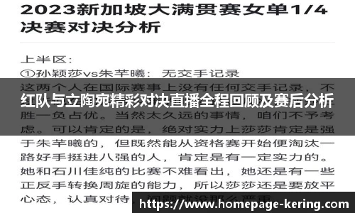 红队与立陶宛精彩对决直播全程回顾及赛后分析